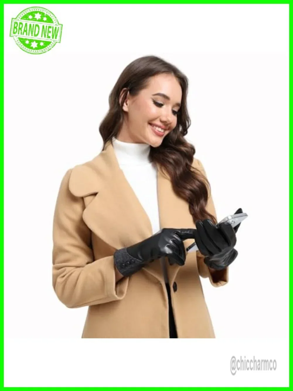 Genuine Leather Touchscreen Gloves with Cashmere Warm Lining, Driving Gloves